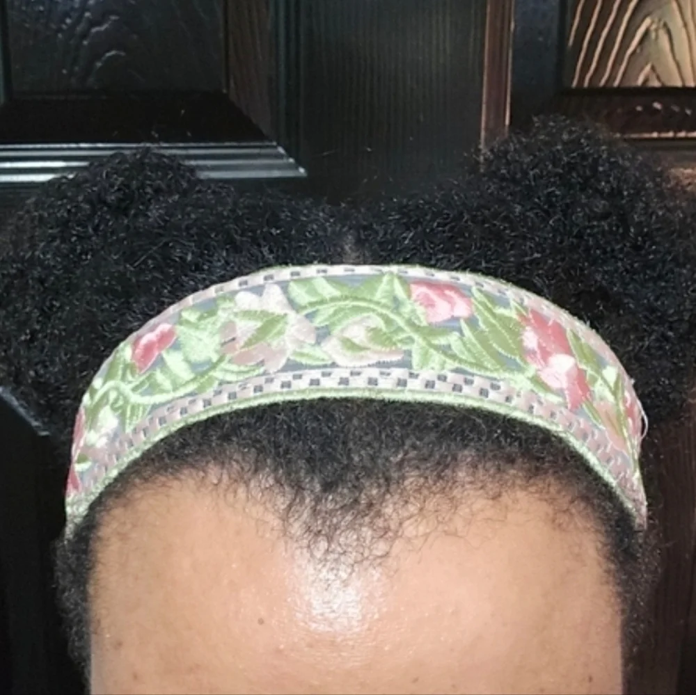 2 Floral Embroidered Headbands